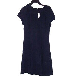 Banana Republic Navy Knit Career Dress Cap Sleeves Textured Pattern  Sz 14 New
